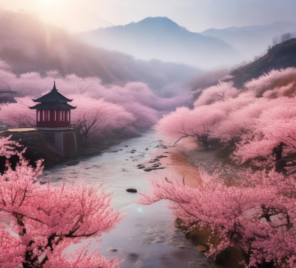 杏花春色，一色杏花红十里诗意与历史的交融,杏花春色，一色杏花红十里诗意与历史的交融,意境,诗意,画卷,第1张